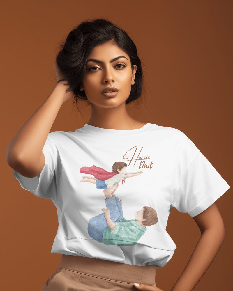 printed t shirts for women heroic dad print to t shirt