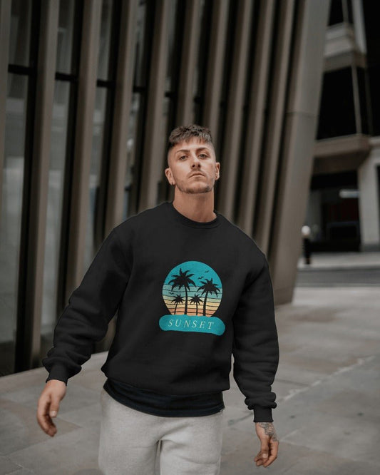 Mens Printed Sweatshirts Cozy Style Blue Sunset Sweatshirt Printed-The Sanctum-The Sanctum