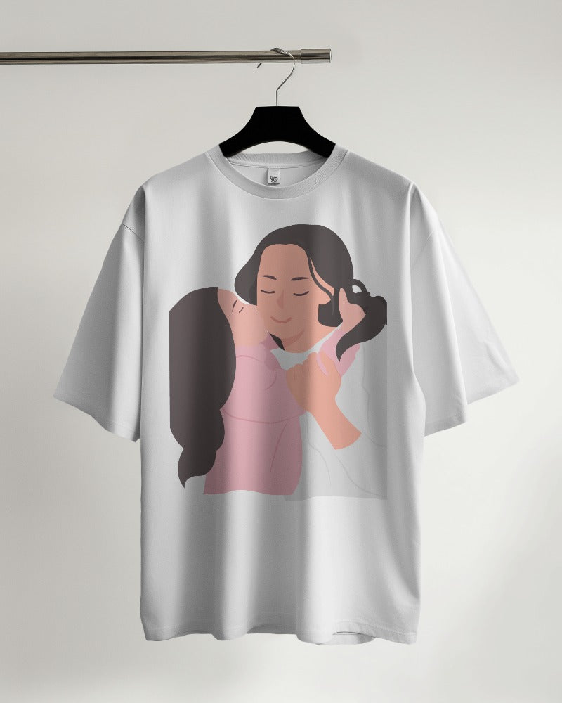 Oversized T Shirt For Women mom and daughter Oversized T Shirts White