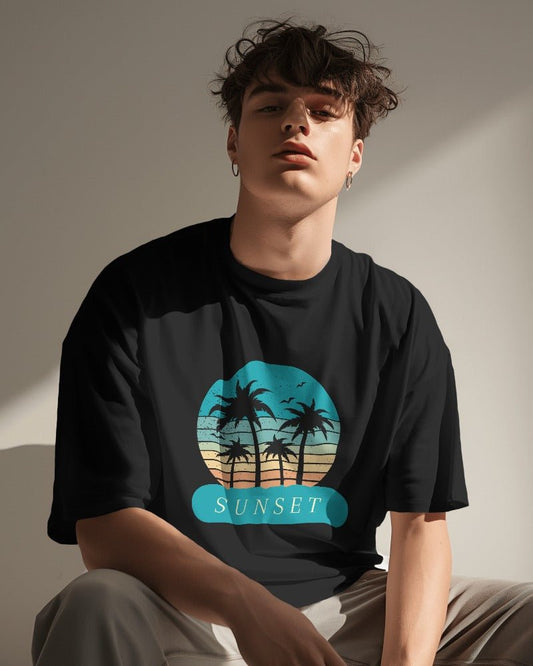 Oversized T Shirts Blue Sunset Oversized T Shirt For Men