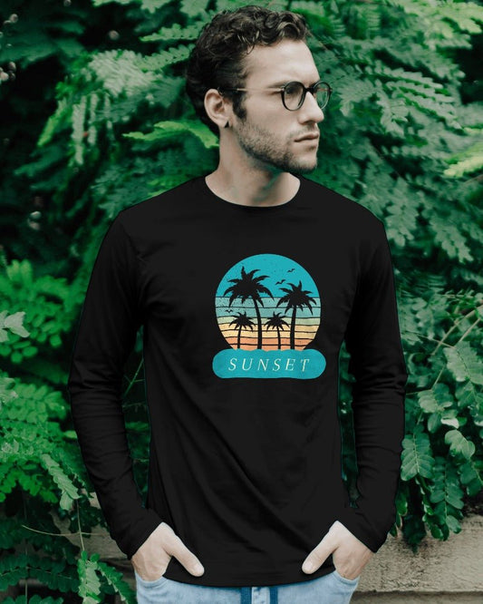 Printed Full Sleeve T Shirts Blue Sunset Full Sleeve Plain T Shirts-FULL SLEEVE T SHIRTS-The Sanctum