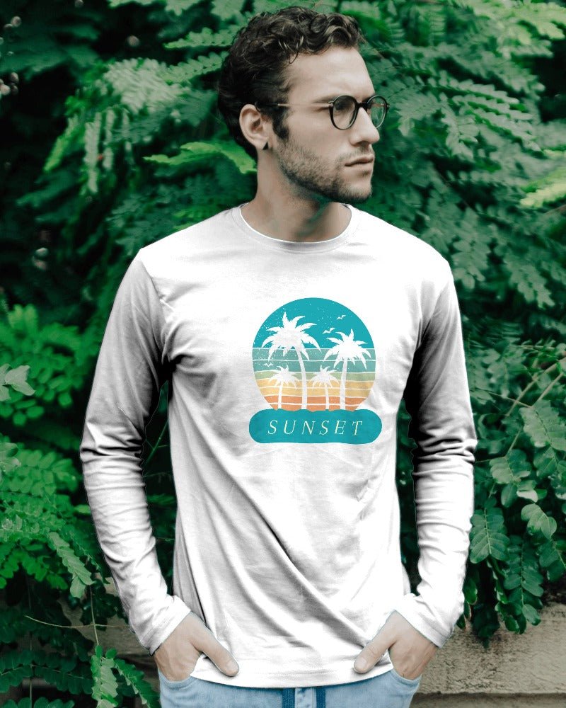 Printed Full Sleeve T Shirts Blue Sunset Full Sleeve Plain T Shirts-FULL SLEEVE T SHIRTS-The Sanctum