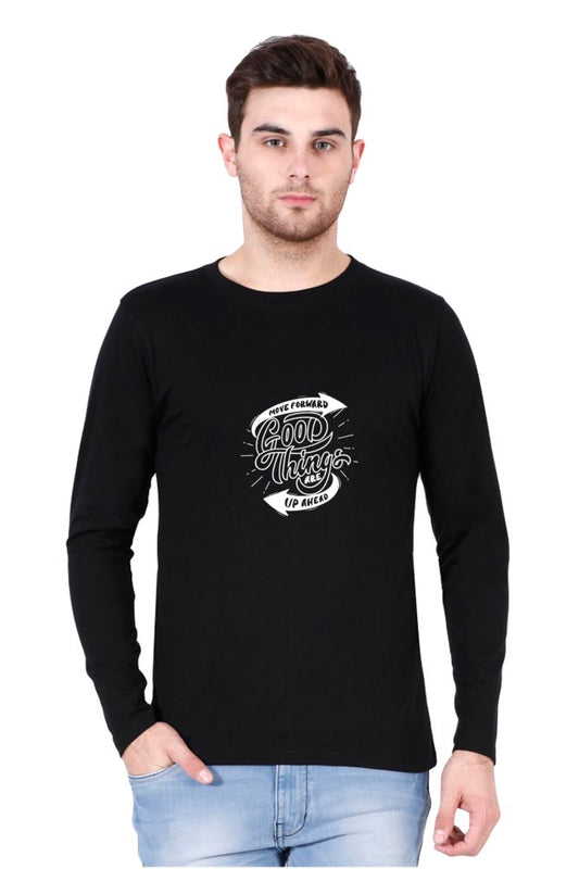 Printed Full Sleeve T Shirts Good Things Black Full Sleeve Plain T Shirts