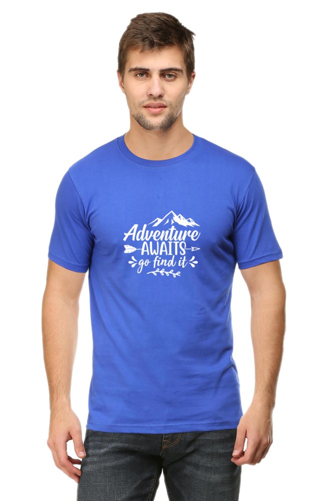 Printed T Shirts for Men Adventure Awaits Printed T shirts With Quotes