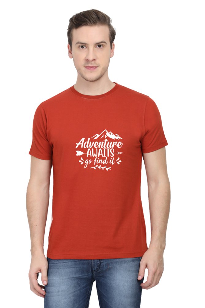 Printed T Shirts for Men Adventure Awaits Printed T shirts With Quotes