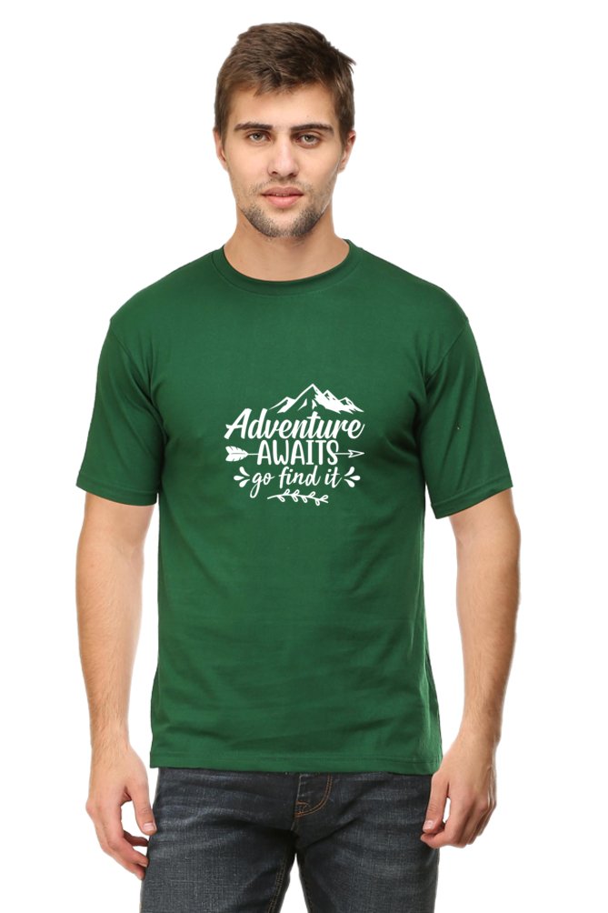 Printed T Shirts for Men Adventure Awaits Printed T shirts With Quotes