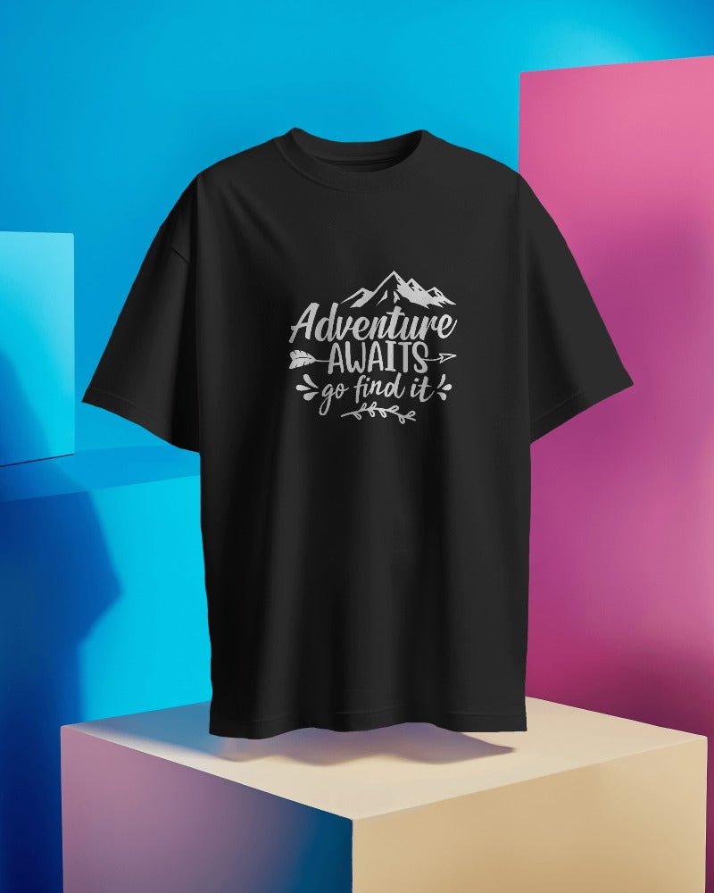 Printed T Shirts for Men Adventure Awaits Printed T shirts With Quotes