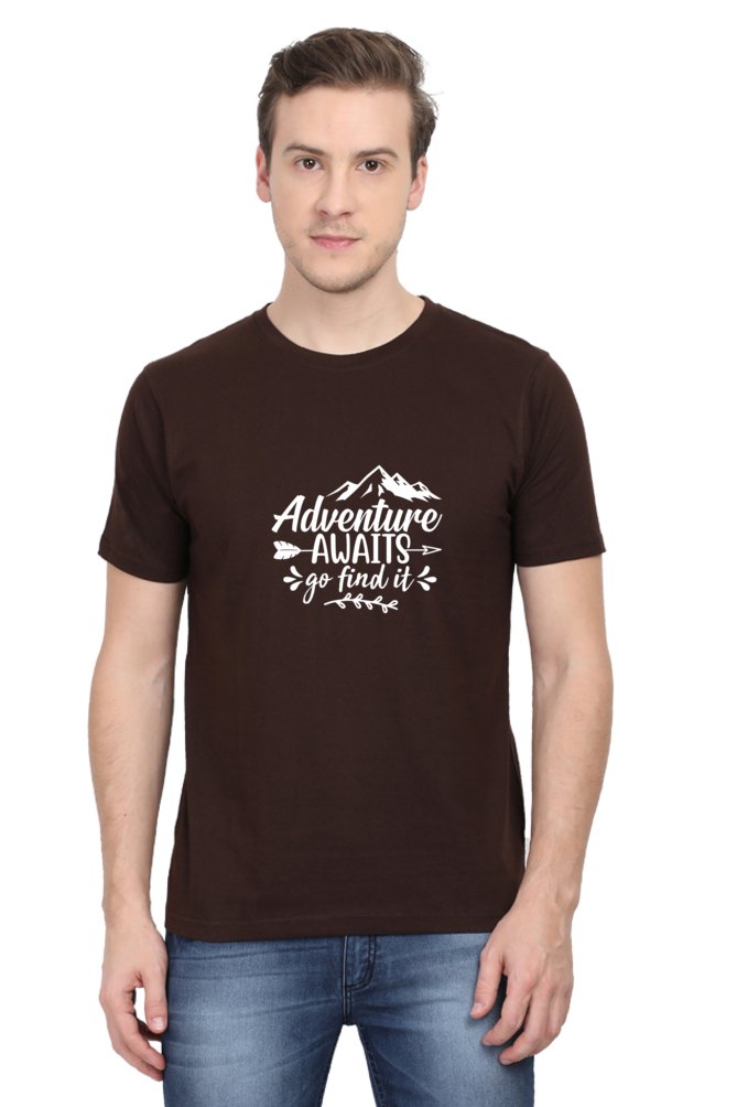 Printed T Shirts for Men Adventure Awaits Printed T shirts With Quotes