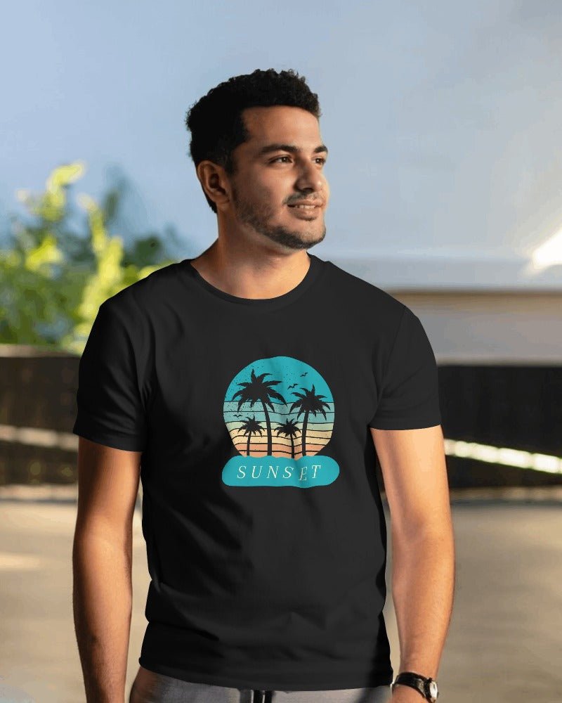 Printed T Shirts for Men Blue Sunset Graphic Shirts Mens-T SHIRTS-The Sanctum