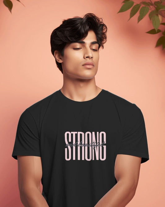 Printed T Shirts for Men Strong & Beautiful Printed t-Shirts Black