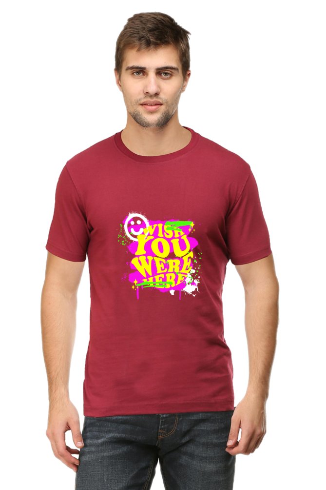 Printed T Shirts for Men Wish U Were Here Printed t-Shirts Customised-T SHIRTS-The Sanctum