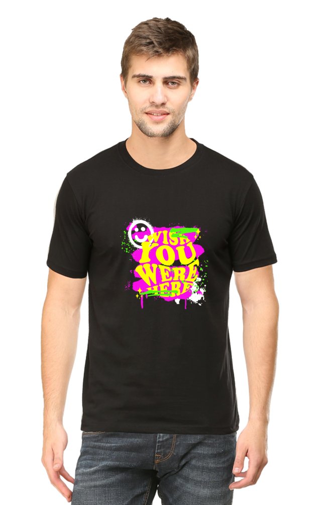 Printed T Shirts for Men Wish U Were Here Printed t-Shirts Customised-T SHIRTS-The Sanctum