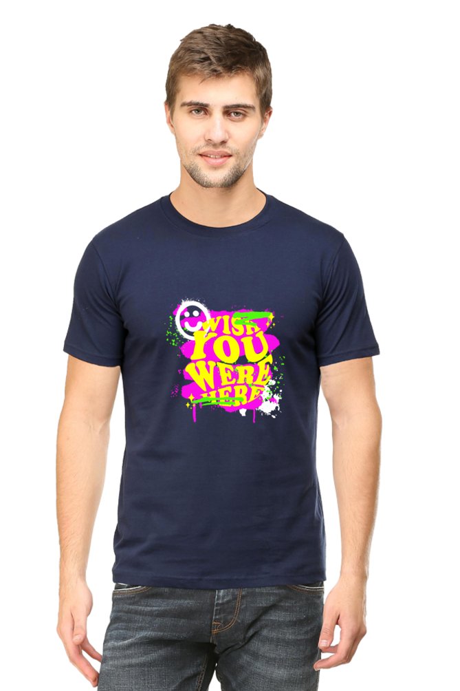 Printed T Shirts for Men Wish U Were Here Printed t-Shirts Customised-T SHIRTS-The Sanctum