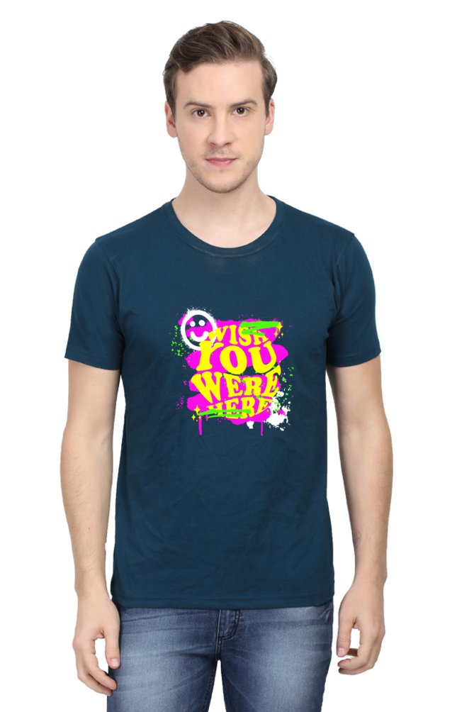 Printed T Shirts for Men Wish U Were Here Printed t-Shirts Customised-T SHIRTS-The Sanctum