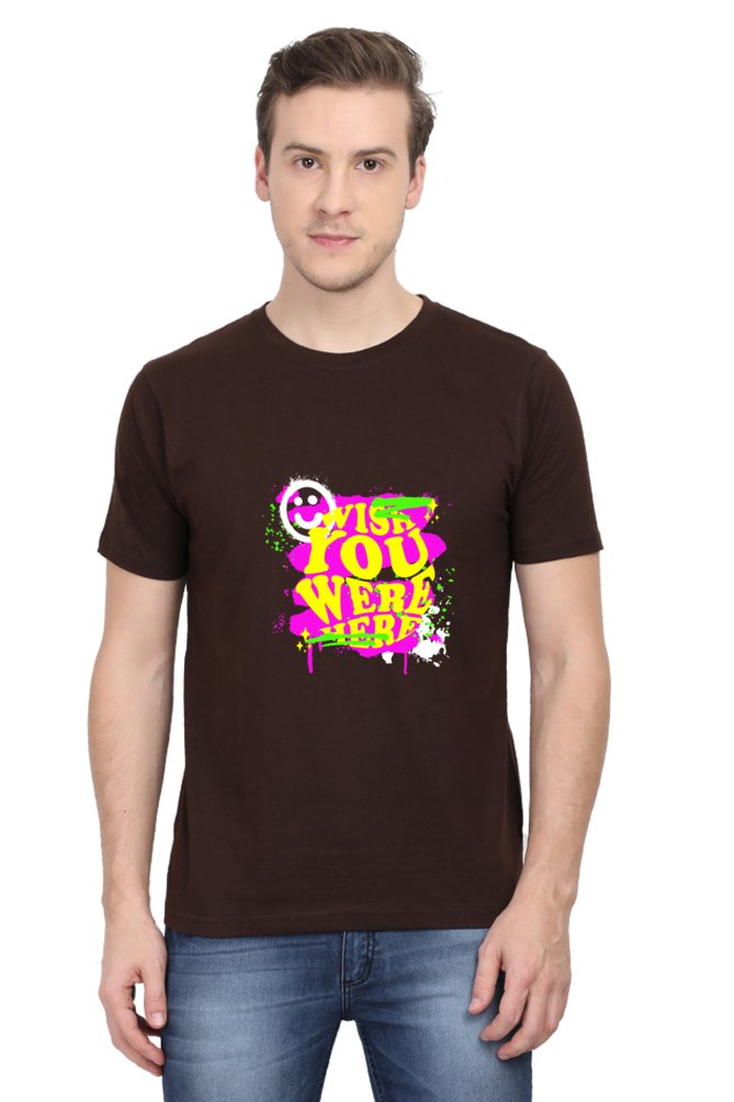 Printed T Shirts for Men Wish U Were Here Printed t-Shirts Customised-T SHIRTS-The Sanctum