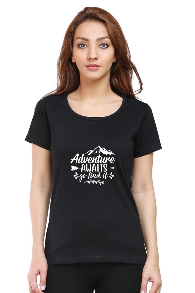 Printed T Shirts For Women Adventure Awaits printed t shirts ladies-The Sanctum-The Sanctum