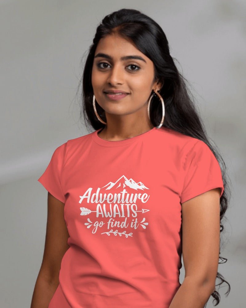 Printed T Shirts For Women Adventure Awaits printed t shirts ladies-The Sanctum-The Sanctum