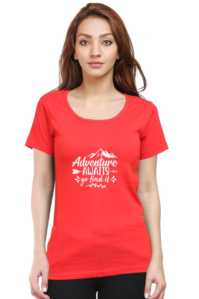 Printed T Shirts For Women Adventure Awaits printed t shirts ladies-The Sanctum-The Sanctum