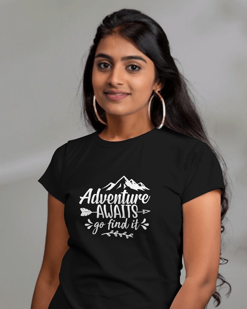 Printed T Shirts For Women Adventure Awaits printed t shirts ladies-The Sanctum-The Sanctum