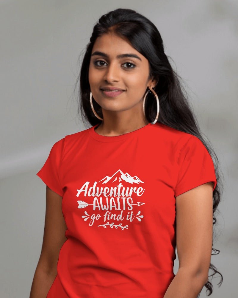 Printed T Shirts For Women Adventure Awaits printed t shirts ladies-The Sanctum-The Sanctum