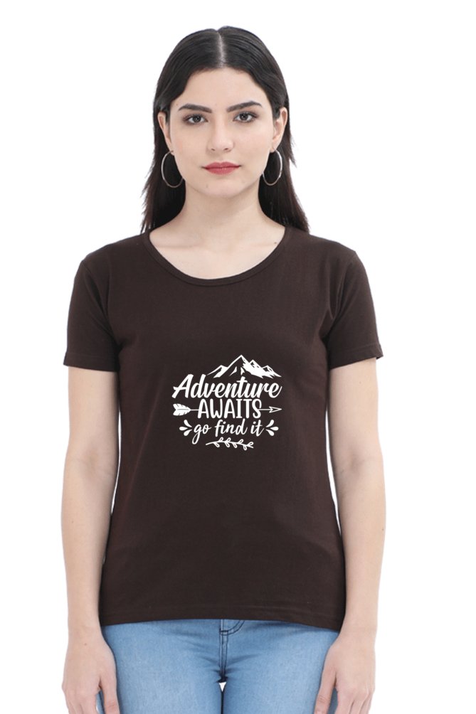 Printed T Shirts For Women Adventure Awaits printed t shirts ladies-The Sanctum-The Sanctum