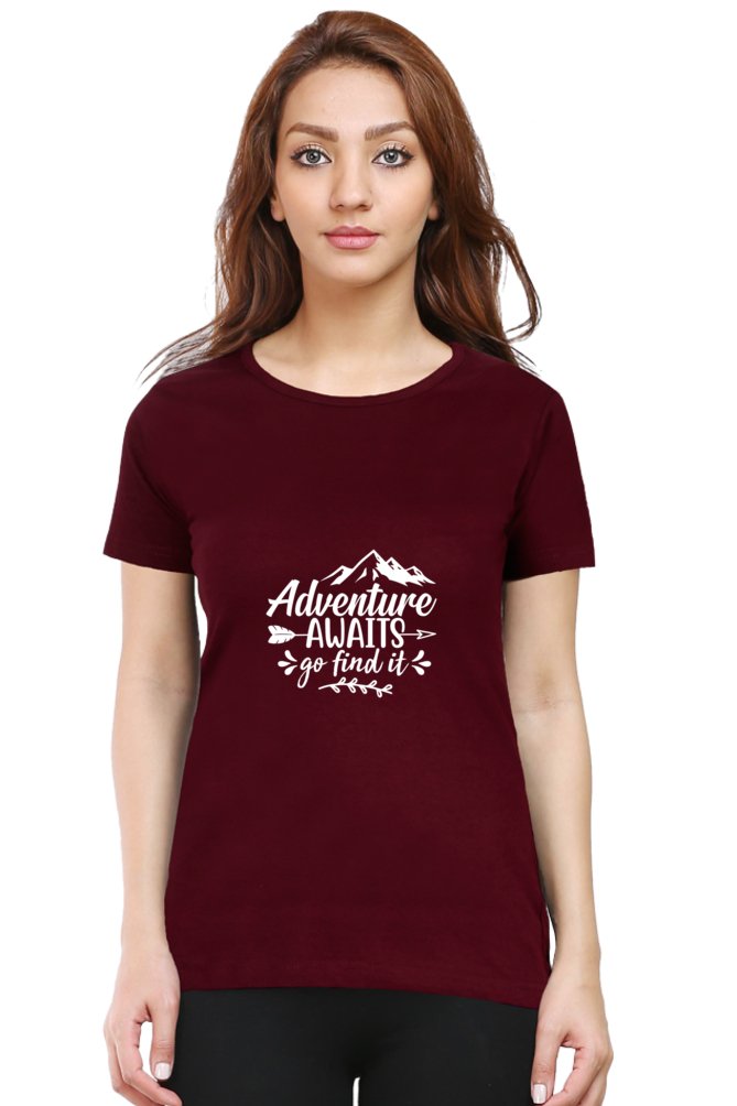 Printed T Shirts For Women Adventure Awaits printed t shirts ladies-The Sanctum-The Sanctum