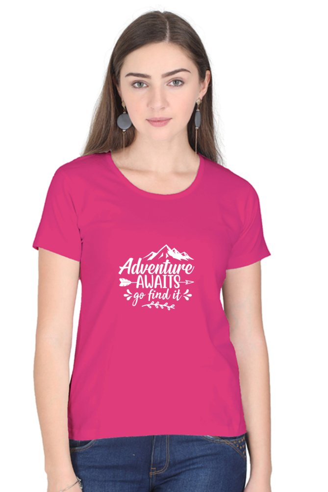 Printed T Shirts For Women Adventure Awaits printed t shirts ladies-The Sanctum-The Sanctum