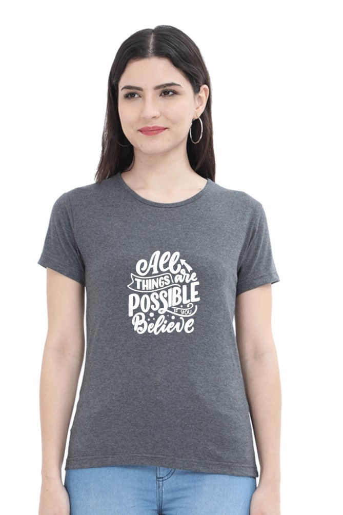 Printed T Shirts For Women All Things Possible Printed T-Shirts Black-The Sanctum-The Sanctum