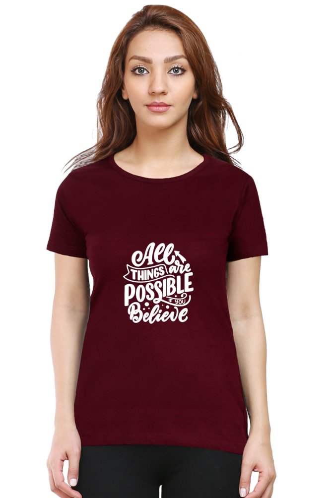 Printed T Shirts For Women All Things Possible Printed T-Shirts Black-The Sanctum-The Sanctum