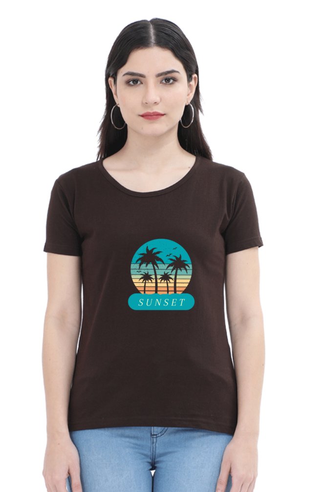 Printed t shirts For Women Blue Sunset Printed t shirts White-The Sanctum-The Sanctum