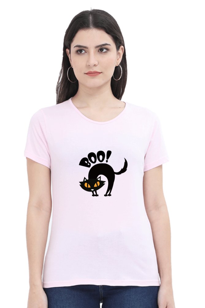 Printed t shirts For Women Boo Printed t Shirts White-The Sanctum-The Sanctum