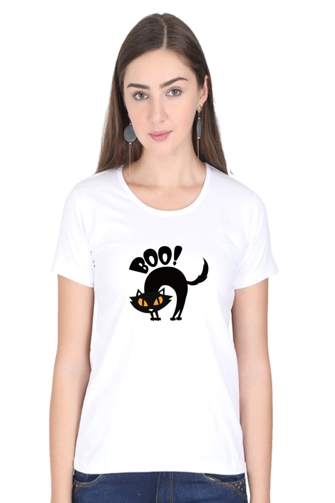 Printed t shirts For Women Boo Printed t Shirts White-The Sanctum-The Sanctum