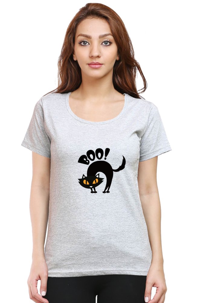 Printed t shirts For Women Boo Printed t Shirts White-The Sanctum-The Sanctum