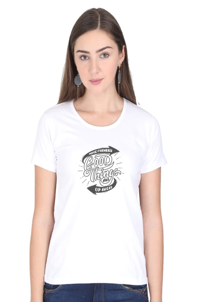 Printed t shirts For Women Good Things Printed T Shirts White-The Sanctum-The Sanctum