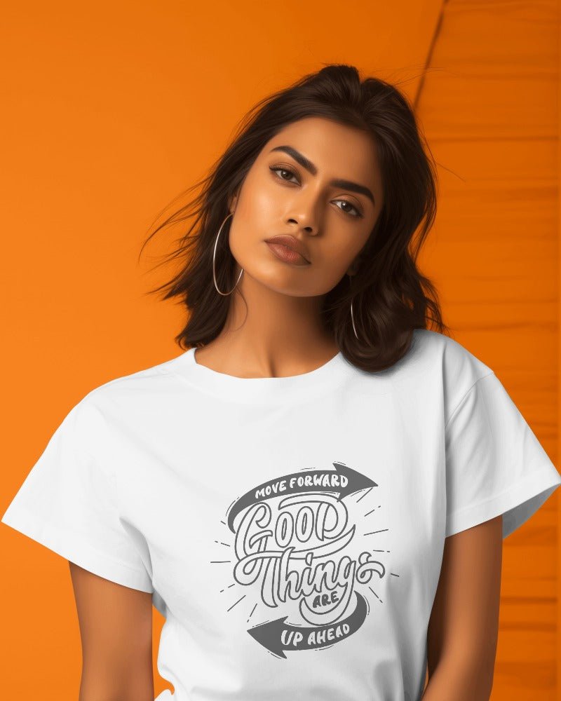 Printed t shirts For Women Good Things Printed T Shirts White-The Sanctum-The Sanctum