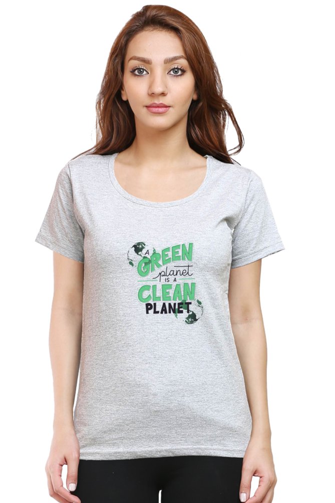 Printed T Shirts For Women Green Planet Clean Planet Print to t shirt-The Sanctum-The Sanctum