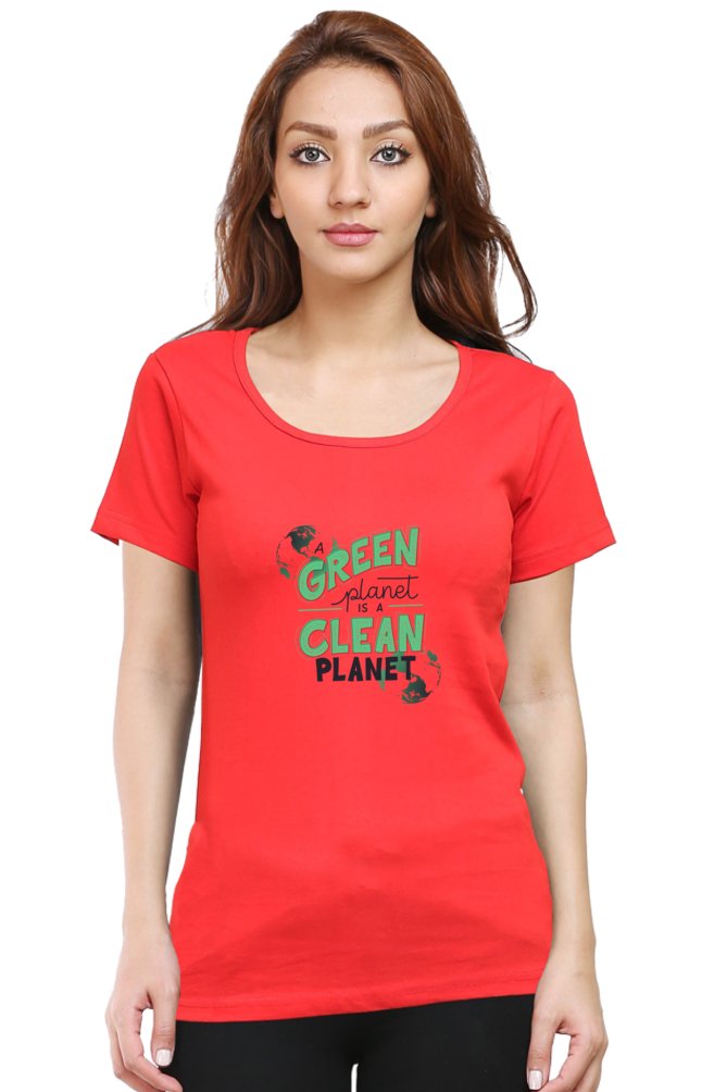 Printed T Shirts For Women Green Planet Clean Planet Print to t shirt-The Sanctum-The Sanctum