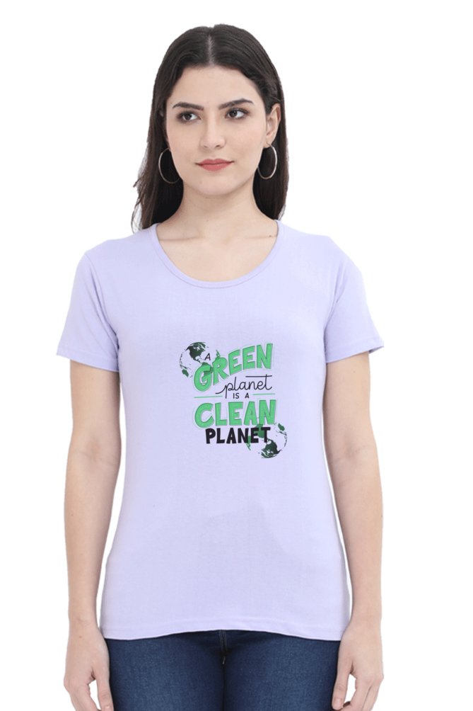 Printed T Shirts For Women Green Planet Clean Planet Print to t shirt-The Sanctum-The Sanctum