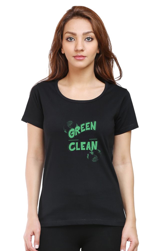 Printed T Shirts For Women Green Planet Clean Planet Print to t shirt-The Sanctum-The Sanctum