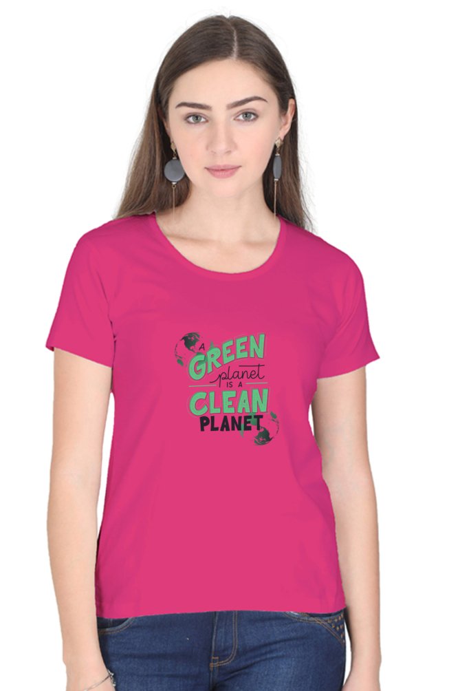 Printed T Shirts For Women Green Planet Clean Planet Print to t shirt-The Sanctum-The Sanctum