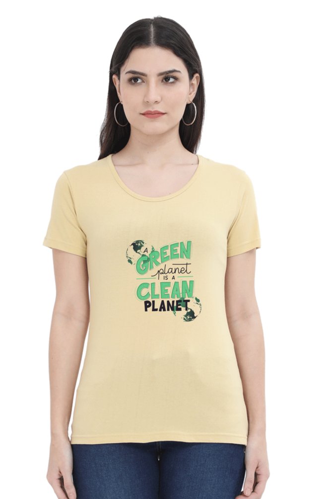 Printed T Shirts For Women Green Planet Clean Planet Print to t shirt-The Sanctum-The Sanctum