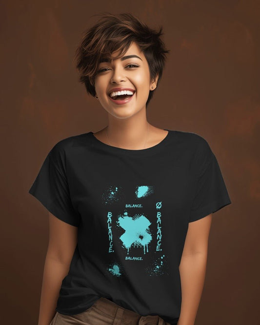 Printed t Shirts For Women Neon Balance Printed T Shirts Black-The Sanctum-The Sanctum