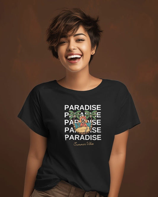 Printed t shirts For Women Paradise Printed t shirts Black-The Sanctum-The Sanctum