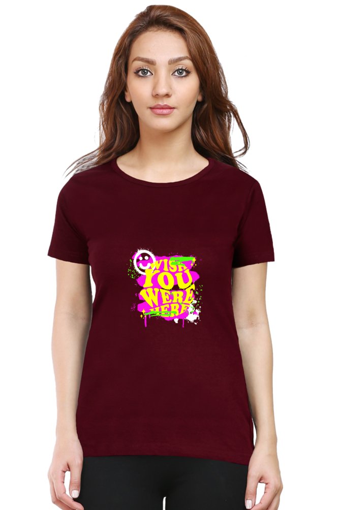 Printed T Shirts For Women Wish You Were Here Printed T Shirts Womens-The Sanctum-The Sanctum