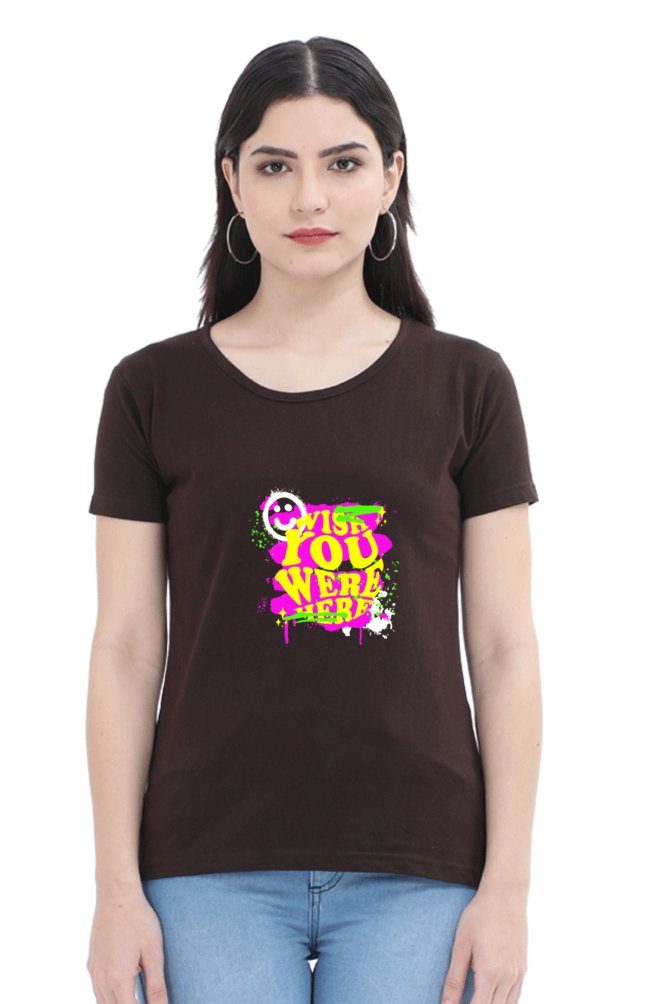 Printed T Shirts For Women Wish You Were Here Printed T Shirts Womens-The Sanctum-The Sanctum