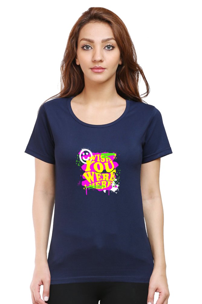 Printed T Shirts For Women Wish You Were Here Printed T Shirts Womens-The Sanctum-The Sanctum