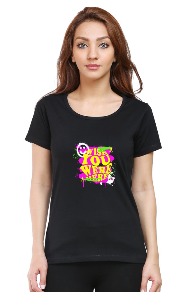 Printed T Shirts For Women Wish You Were Here Printed T Shirts Womens-The Sanctum-The Sanctum