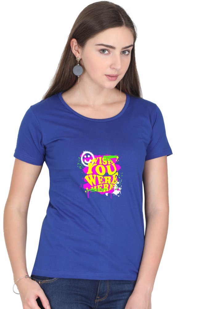 Printed T Shirts For Women Wish You Were Here Printed T Shirts Womens-The Sanctum-The Sanctum