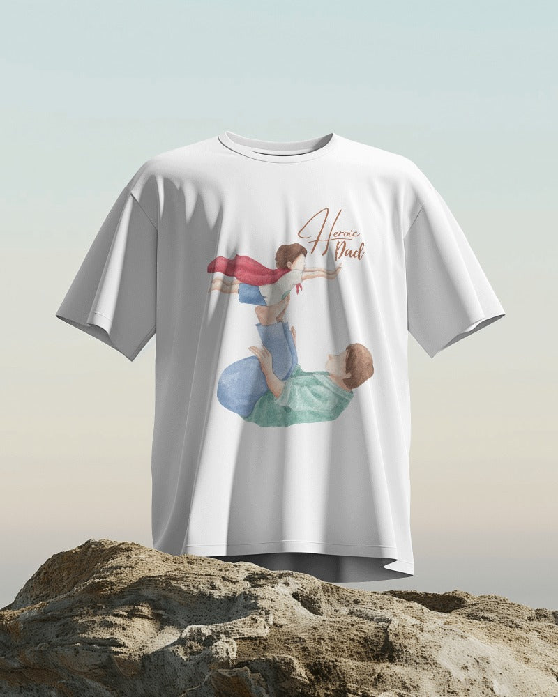 Print To t Shirt heroic dad Printed T-Shirts White