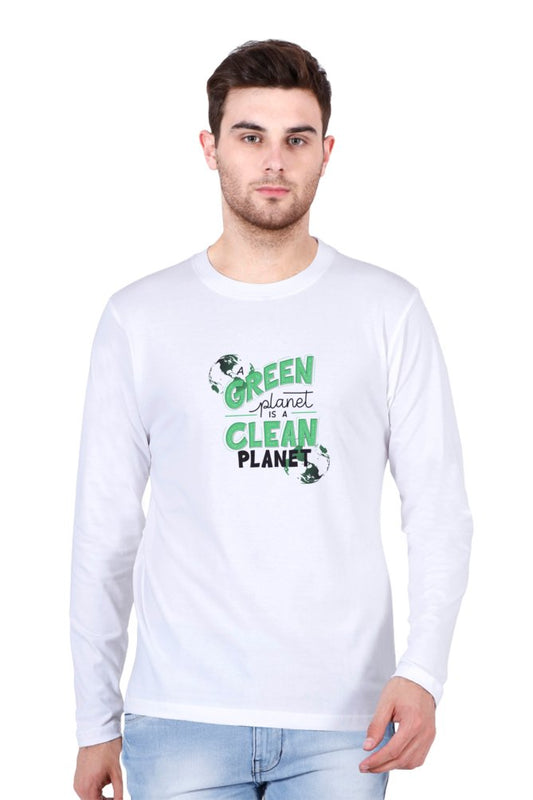 Stay Stylish and Cozy: Green earth Long Sleeve Printed T-Shirts for Men